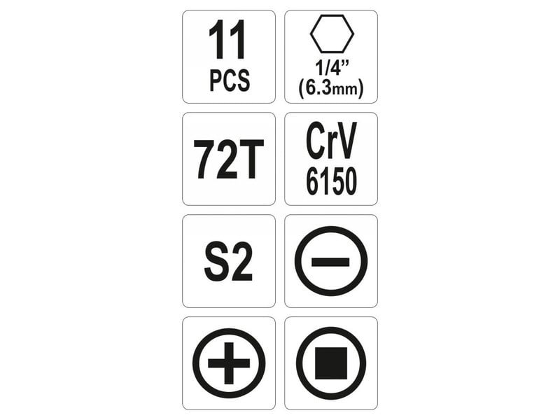 YATO Set de șurubelnițe cu clichet 11 piese CrV - 3 | YEO