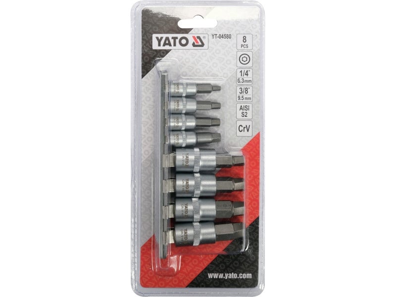 YATO Slotted Allen șurub soclu set 8 piese 1/4 "3/8"