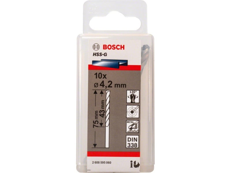 BOSCH Burghie 4,2 x 75/43 mm 135° HSS-G DIN 338 (10 buc) - 1 | YEO