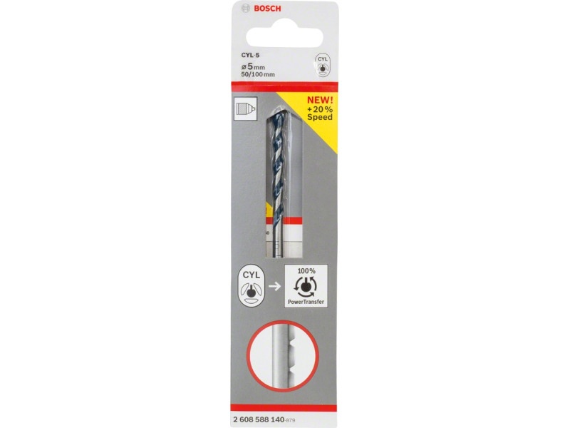 BOSCH Burghiu pentru piatră 5,0 x 90/50 mm cu două tăișuri CYL-5 - 1 | YEO