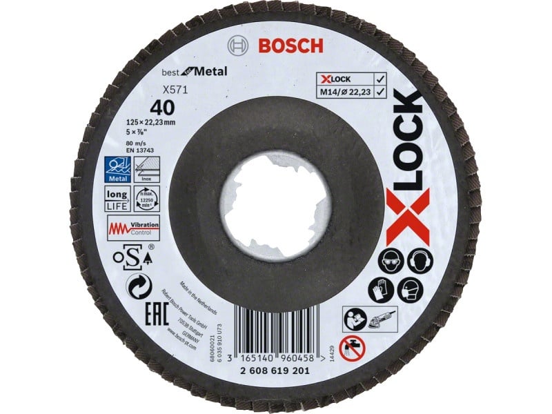 BOSCH Disc abraziv conic 125 x 22,2 / P40 X571 X-LOCK