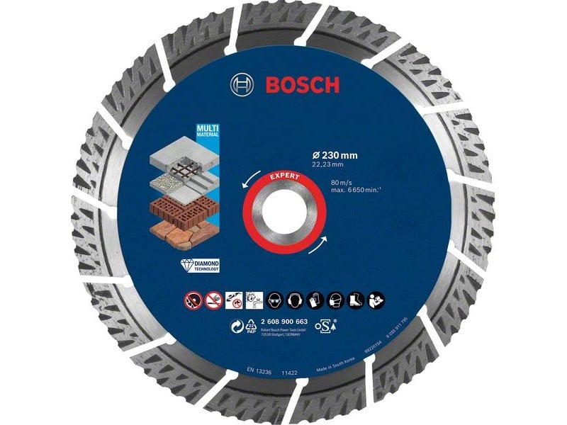 BOSCH EXPERT Disc de tăiere diamantat 230 x 2,2 x 15 x 22,2 mm segmentat MultiMaterial