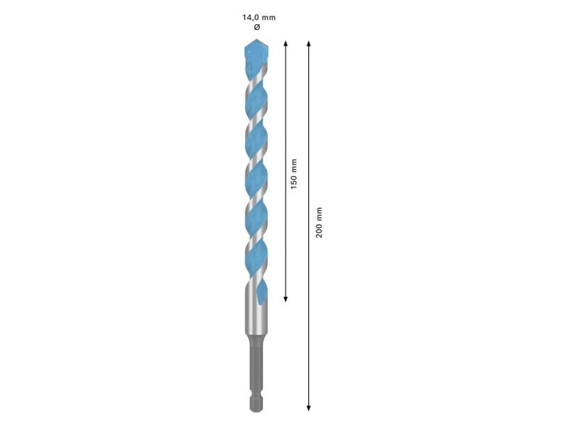 BOSCH EXPERT HEX-9 Burghiu universal 14,0 x 150/200 mm cu prindere burghiu 1/4"