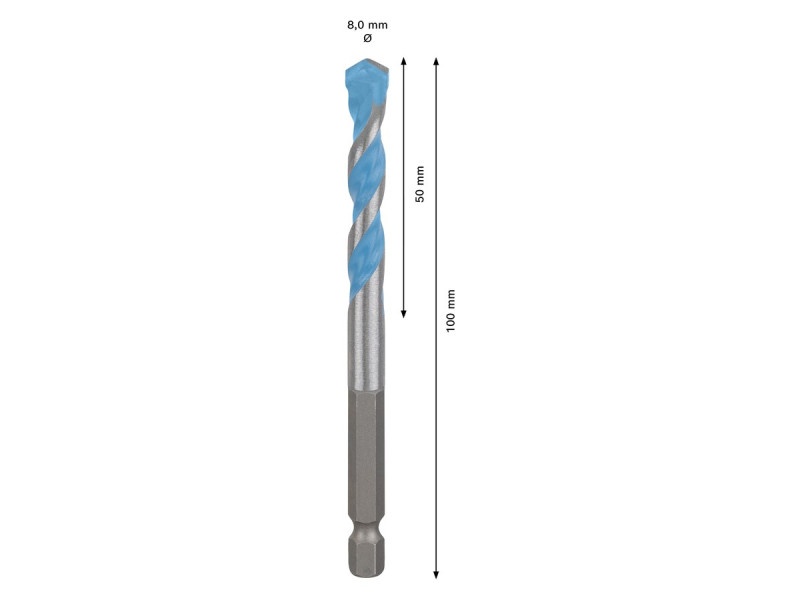 BOSCH EXPERT HEX-9 Burghiu universal 8,0 x 50/100 mm cu prindere burghiu 1/4" - 3 | YEO