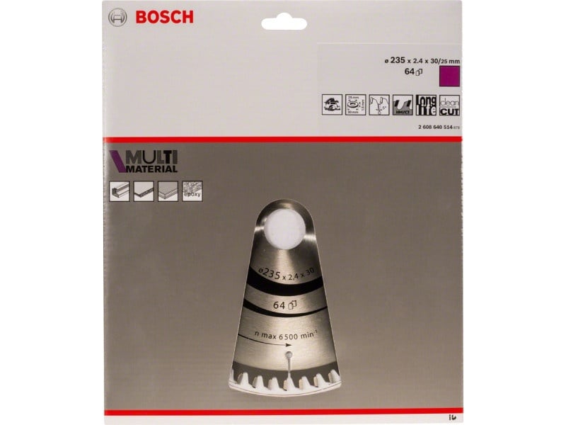 BOSCH Ferăstrău universal 235 x 30/25 x 2,4 mm / 64T MultiMaterial HLTCG