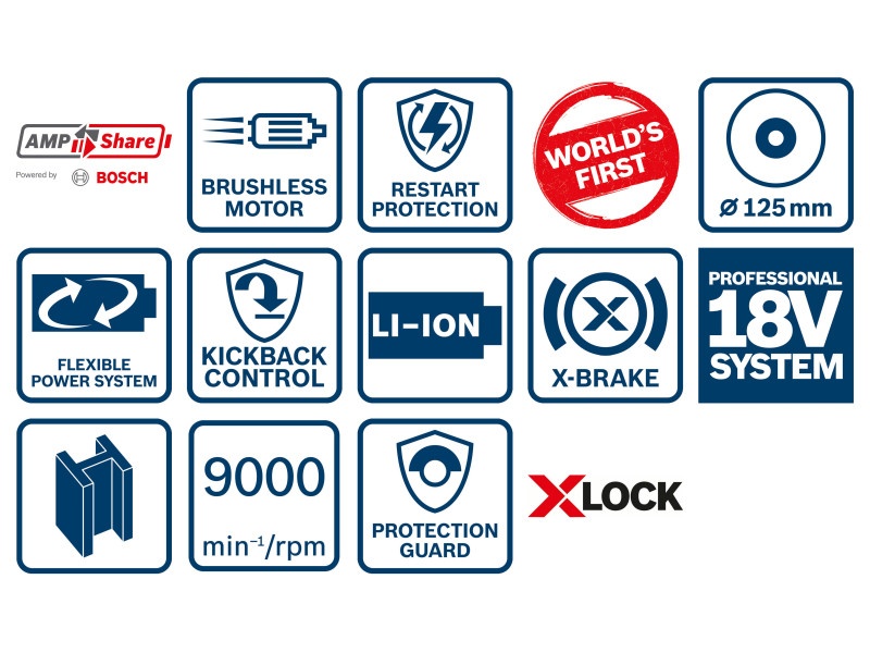 BOSCH GWX 18V-10 C polizor unghiular fără fir X-LOCK (fără acumulator și încărcător)