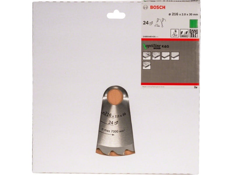 BOSCH Lamă de ferăstrău pentru lemn 216 x 30 x 2,0 mm / 24T Optiline Wood ATB / N - 1 | YEO