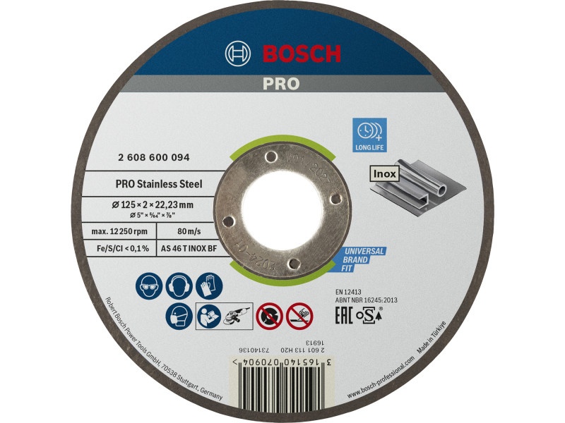 BOSCH PRO Disc de tăiere inox 125 x 2,0 x 22,2 mm AS 46 T INOX BF (oSa)