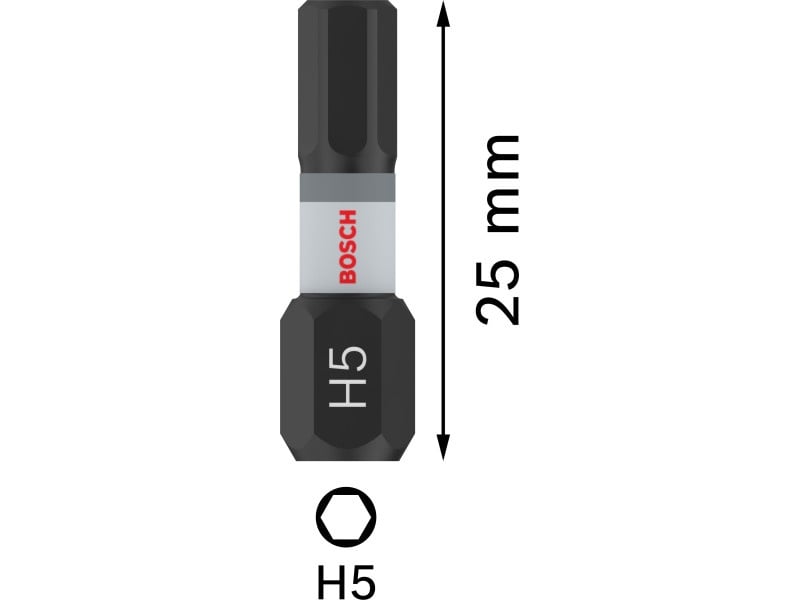 BOSCH PRO Impact bit de vârf H5 x 25 mm 1/4" Hex (2 buc) - 3 | YEO