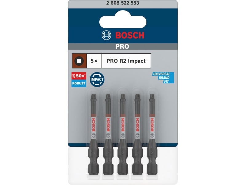 BOSCH PRO Impact bit tip R2 x 55 mm 1/4" Hex Robertson (5 buc) - 2 | YEO