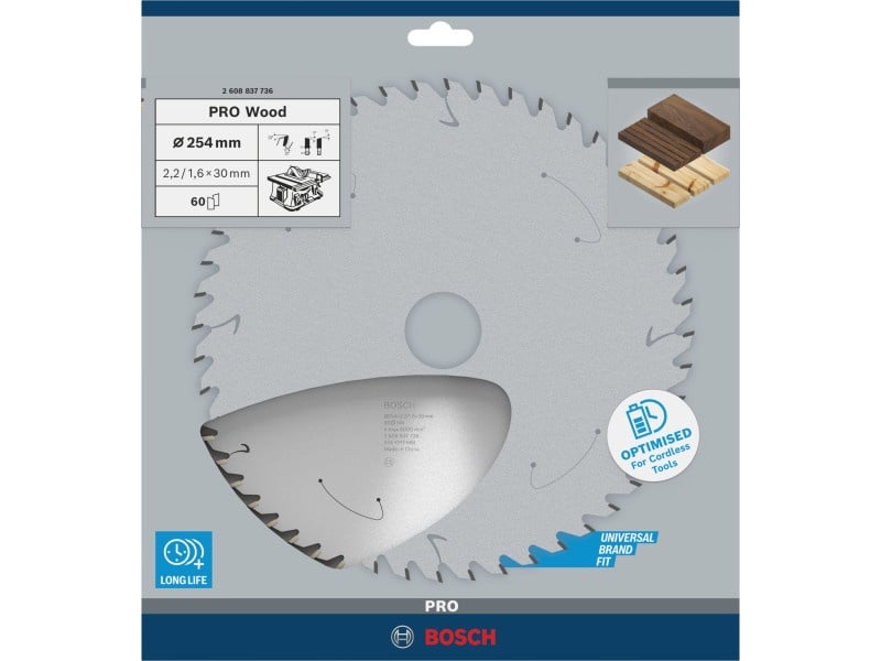 BOSCH PRO Lamă de ferăstrău pentru lemn 254 x 30 x 2,2 mm / 60T - 1 | YEO