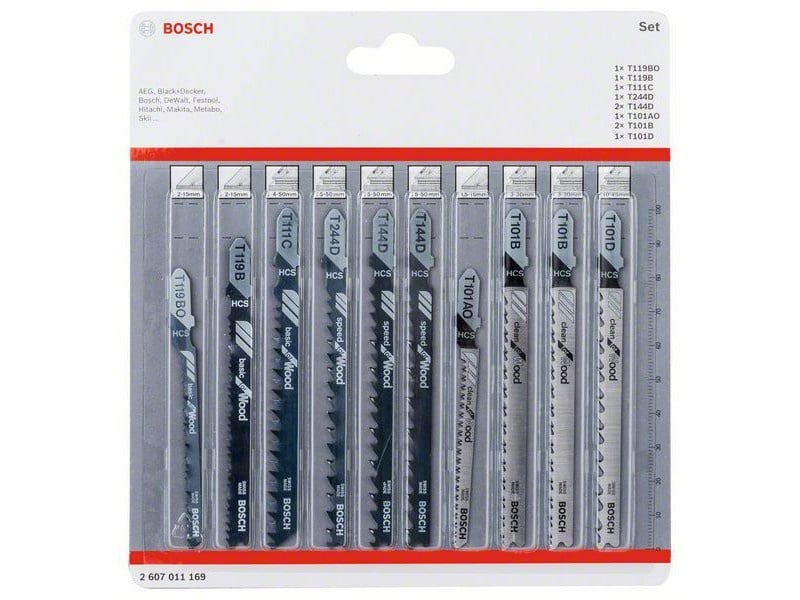 BOSCH Set de 10 lame din 10 piese pentru lemn T-joint