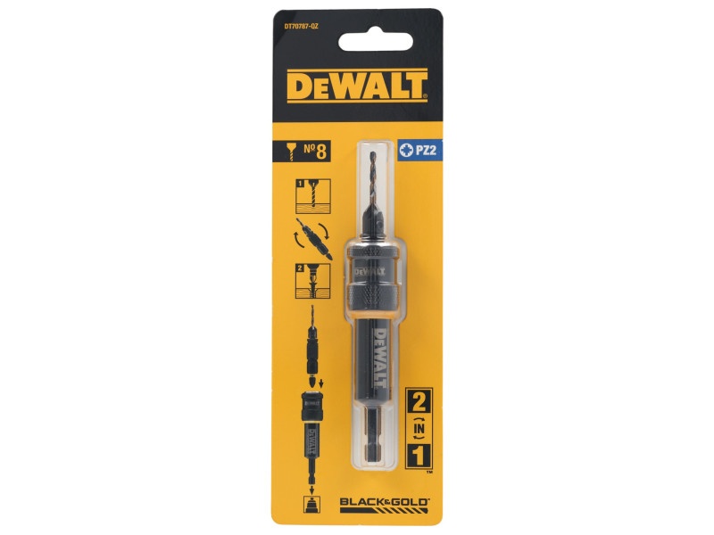 Burghiu DEWALT + burghiu pilot 8 mm + vârf de bit PZ2 x 25 mm - 3 | YEO