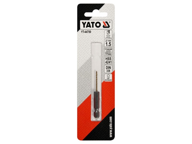 Burghiu YATO 1,5 x 63/18 mm HSS-TiN cu suport pentru burghiu - 1 | YEO