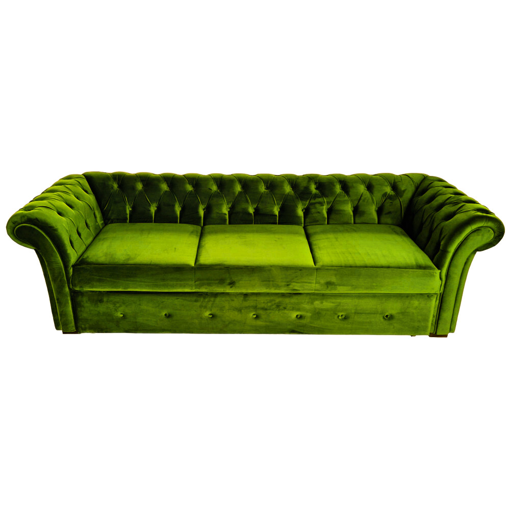 Canapea Extensibila Chesterfield, 250x100x75cm, 3 locuri, Velutto 09 Olive, Glasspandoor