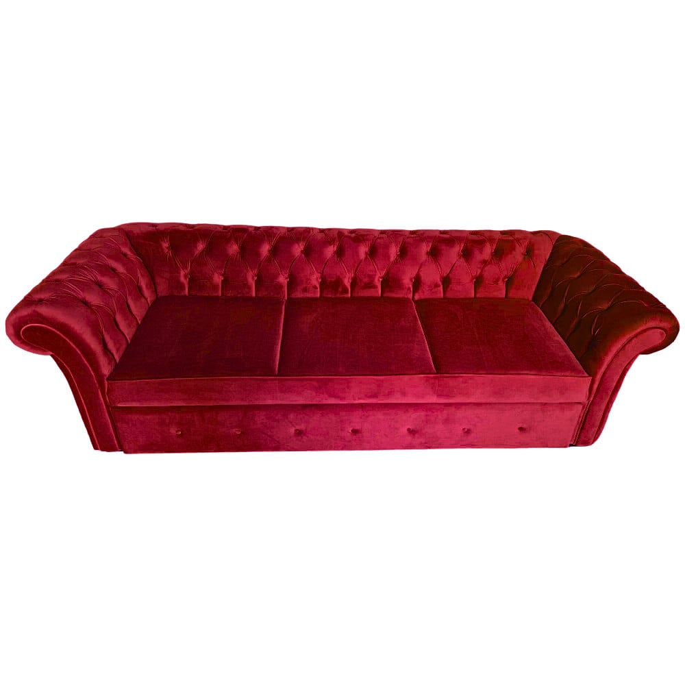 Canapea Extensibila Chesterfield, 250x100x75cm, 3 locuri, Velutto 32 Chianti, Glasspandoor - 2 | YEO