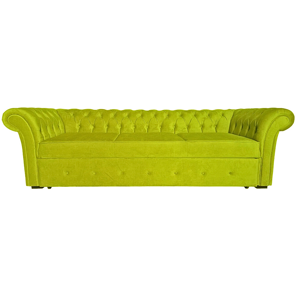 Canapea Extensibila Chesterfield, 250x100x75cm, 3 locuri, Velutto 34 Amber Green, Glasspandoor