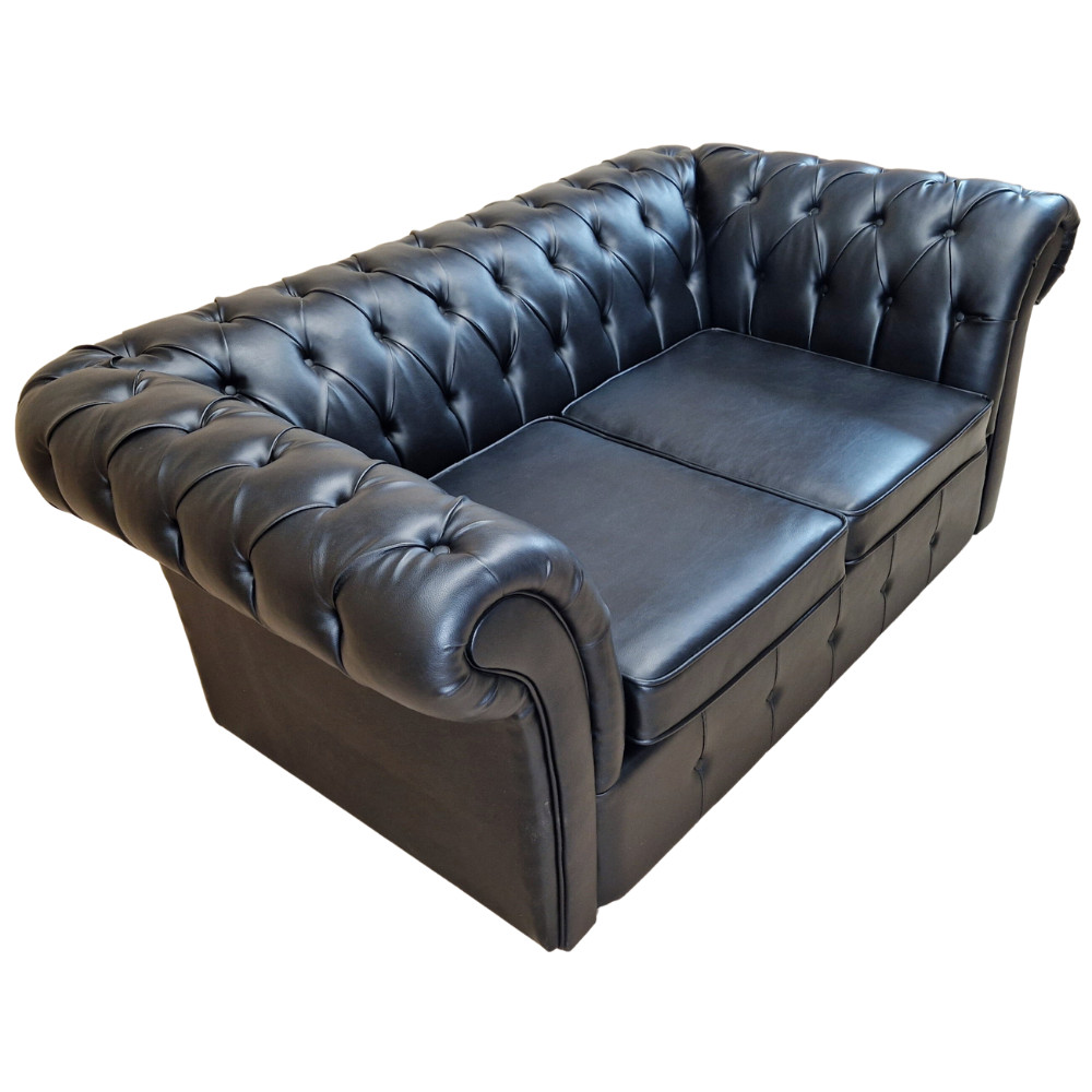 Canapea Fixa Chesterfield, 200x100x75cm, 2 locuri, Cayenne 1114 Black, Glasspandoor