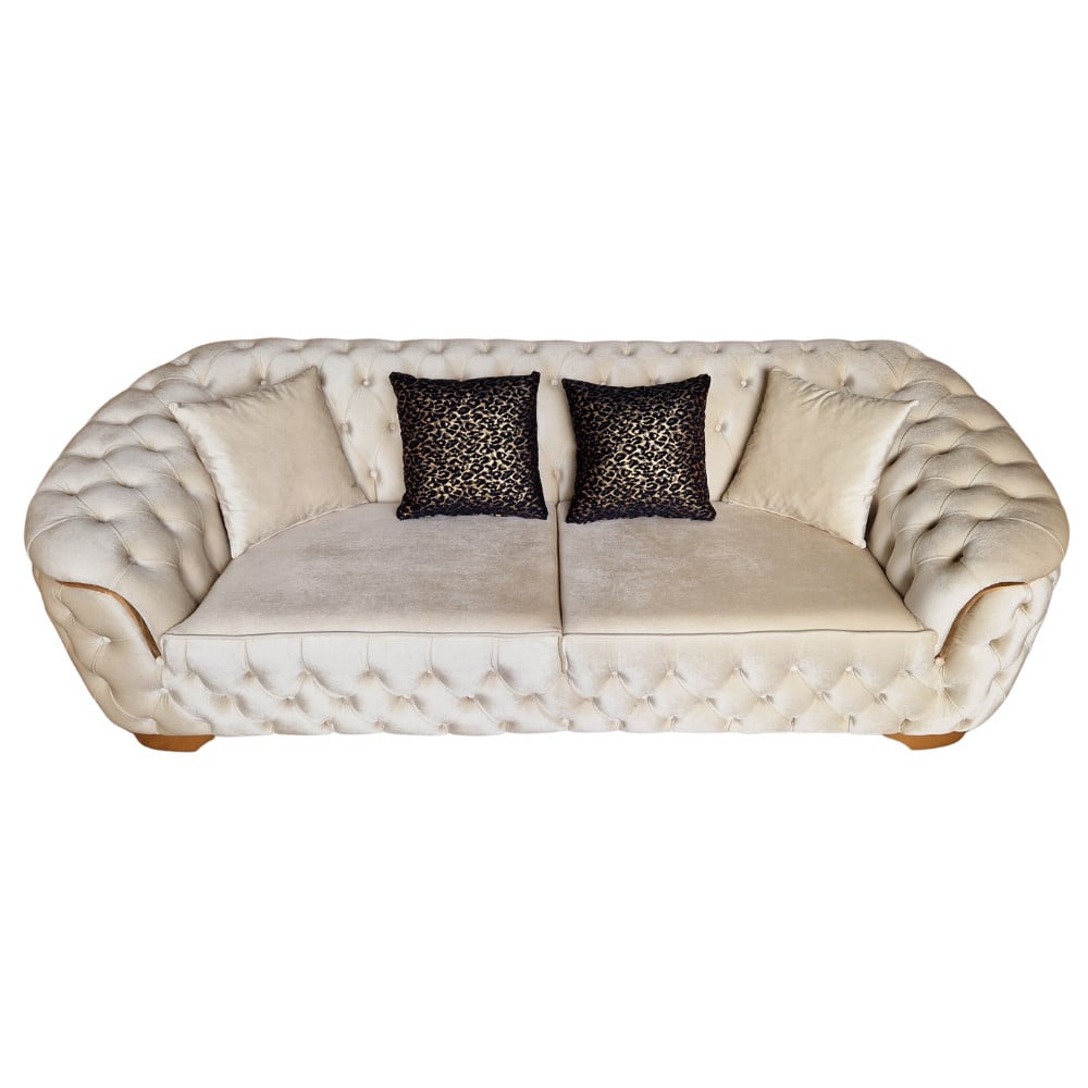 Canapea Fixa Okyanus, 250x100x75cm, 3 locuri, Luna V-03 Beige, Glasspandoor - 2 | YEO