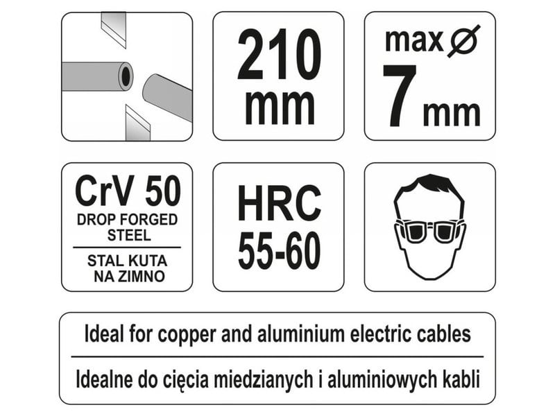 Cutter pentru cabluri YATO 210 mm