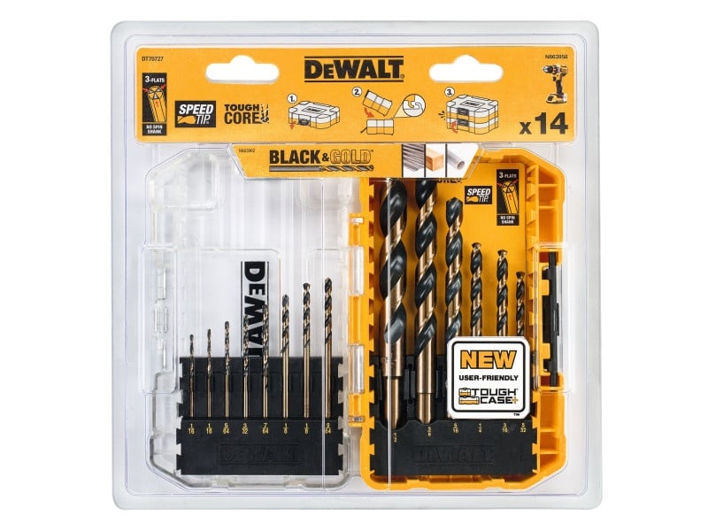 DEWALT Black & Gold Twist Drill Set 14 piese (1.0 - 8.0 mm) - 1 | YEO