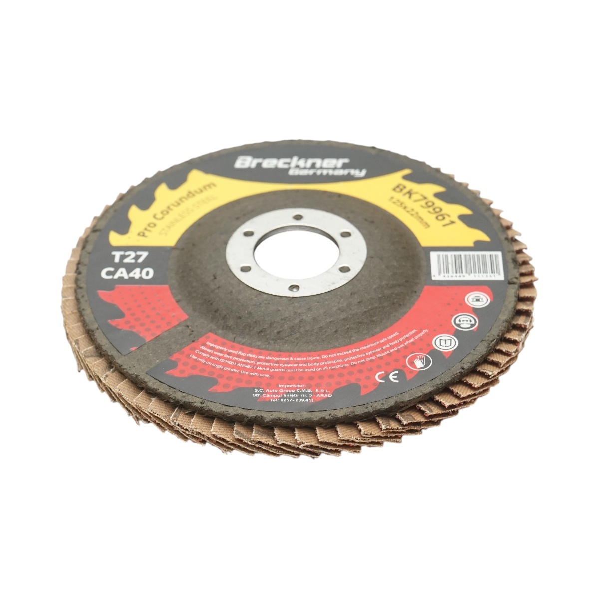 Disc lamelar abraziv corund T27 CA40, 125x22mm pentru slefuire/polizare inox si metal , Cod: BK79961, Breckner Germany - 2 | YEO