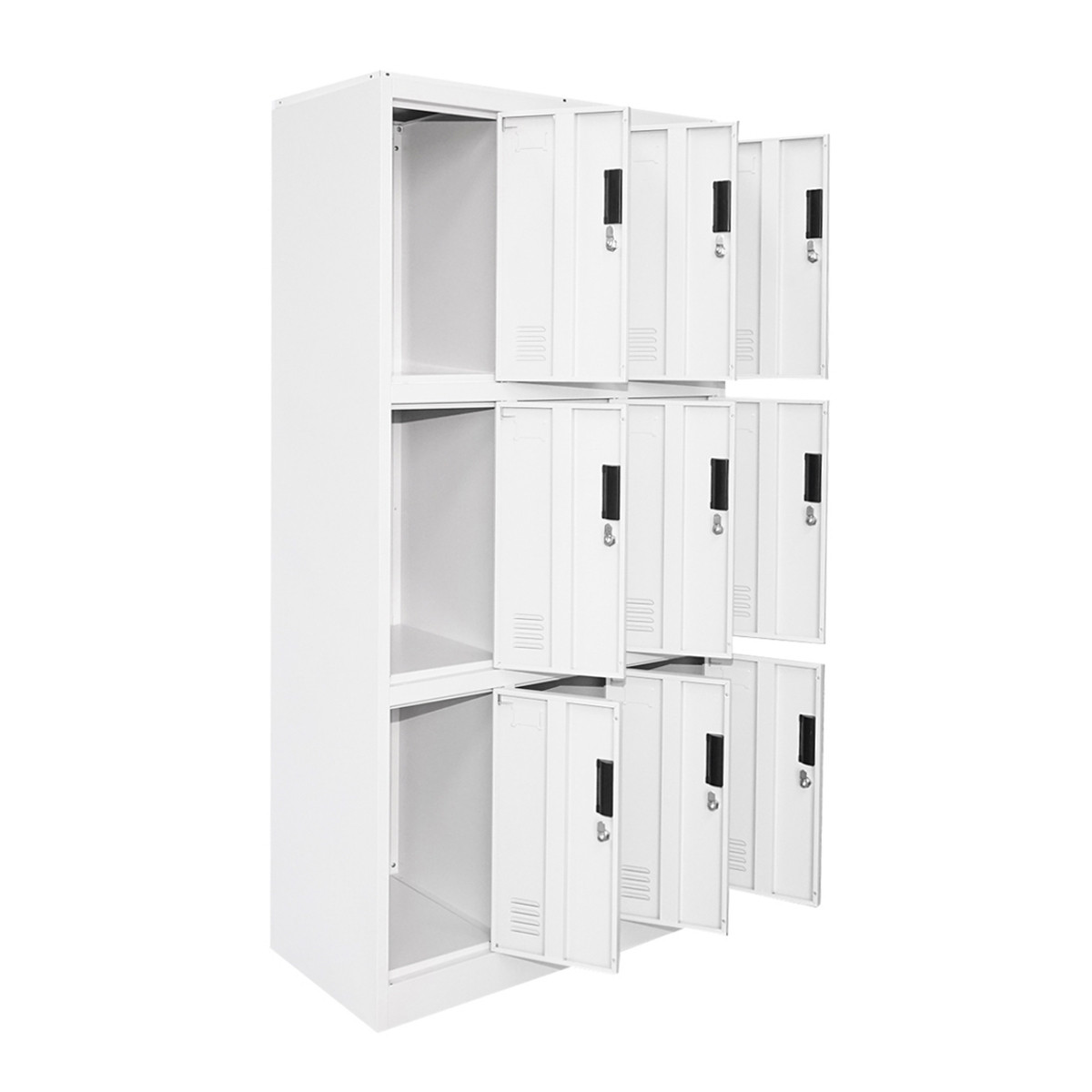 Dulap metalic tip vestiar cusetat 1800x900x450mm 3x3 cu 9 usi securizate, gri, Cod: BK92945, Echivalență: DISEG40, Breckner Germany - 3 | YEO
