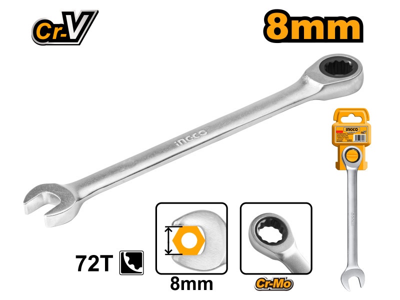 INGCO Cheie stea cu clichet 8 mm / 140 mm CrV