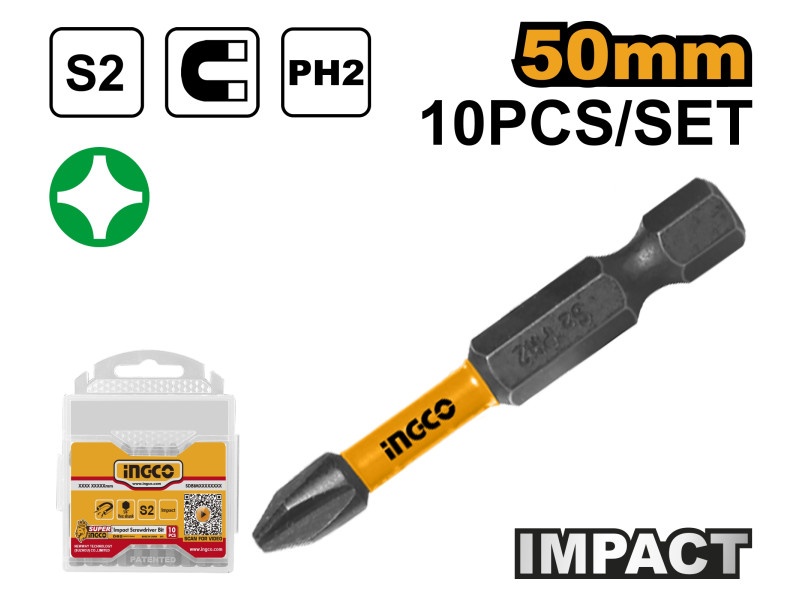 INGCO Impact bit punct PH2 x 50 mm (10 buc)