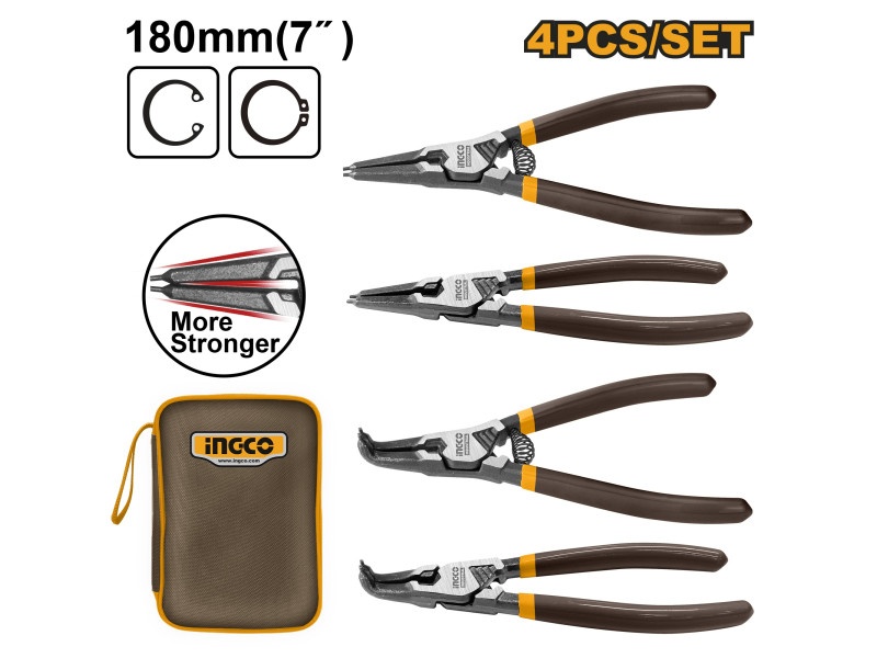 INGCO Set de clești Seeger 4 piese 180 mm