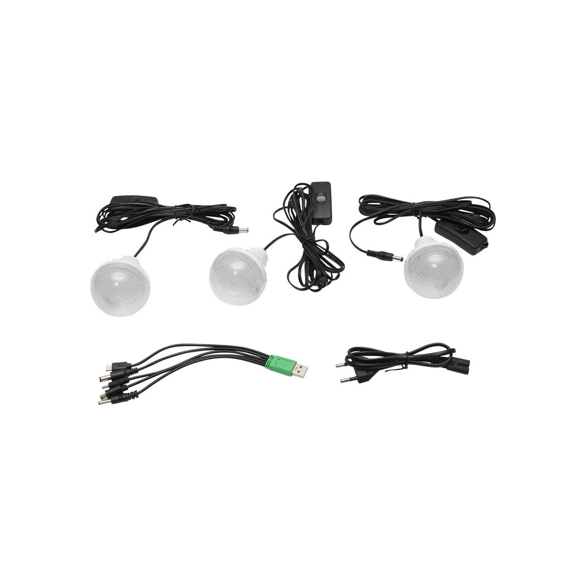 Kit iluminat portabil, LED, cu 3 becuri/proiector, panou solar si baterie 6V, 4.5Ah, pentru pescuit, camping, GD-17, Cod: DISLK18, Gdplus