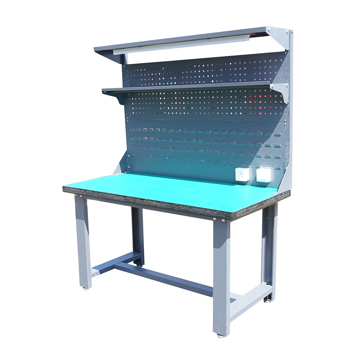 Masa, banc de lucru atelier cu priza 220V, panou perforat si iluminat LED 1500x750x800+1000mm, Cod: DISSY63, - 3 | YEO