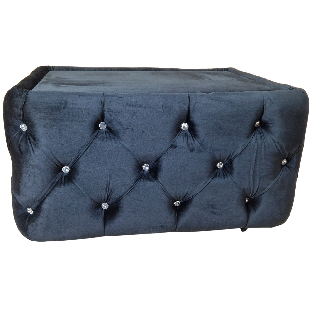 Masuta Chesterfield, 80x60x30cm, Velutto 20 Black, Glasspandoor - 1 | YEO