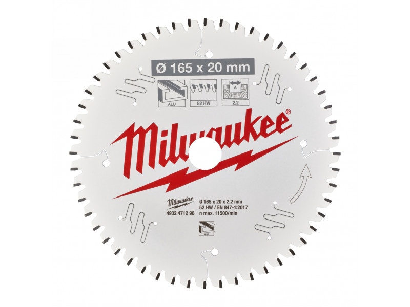 MILWAUKEE Lamă de ferăstrău pentru aluminiu 165 x 20 x 2,2 mm / 52T TF NEG - 1 | YEO