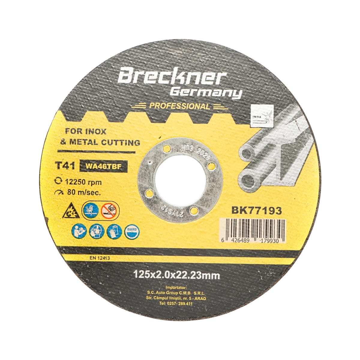 Panza disc flex pentru taiat si polizat inox T41 125x2.0x22mm , Cod: BK77193, Brand: BRECKNER GERMANY