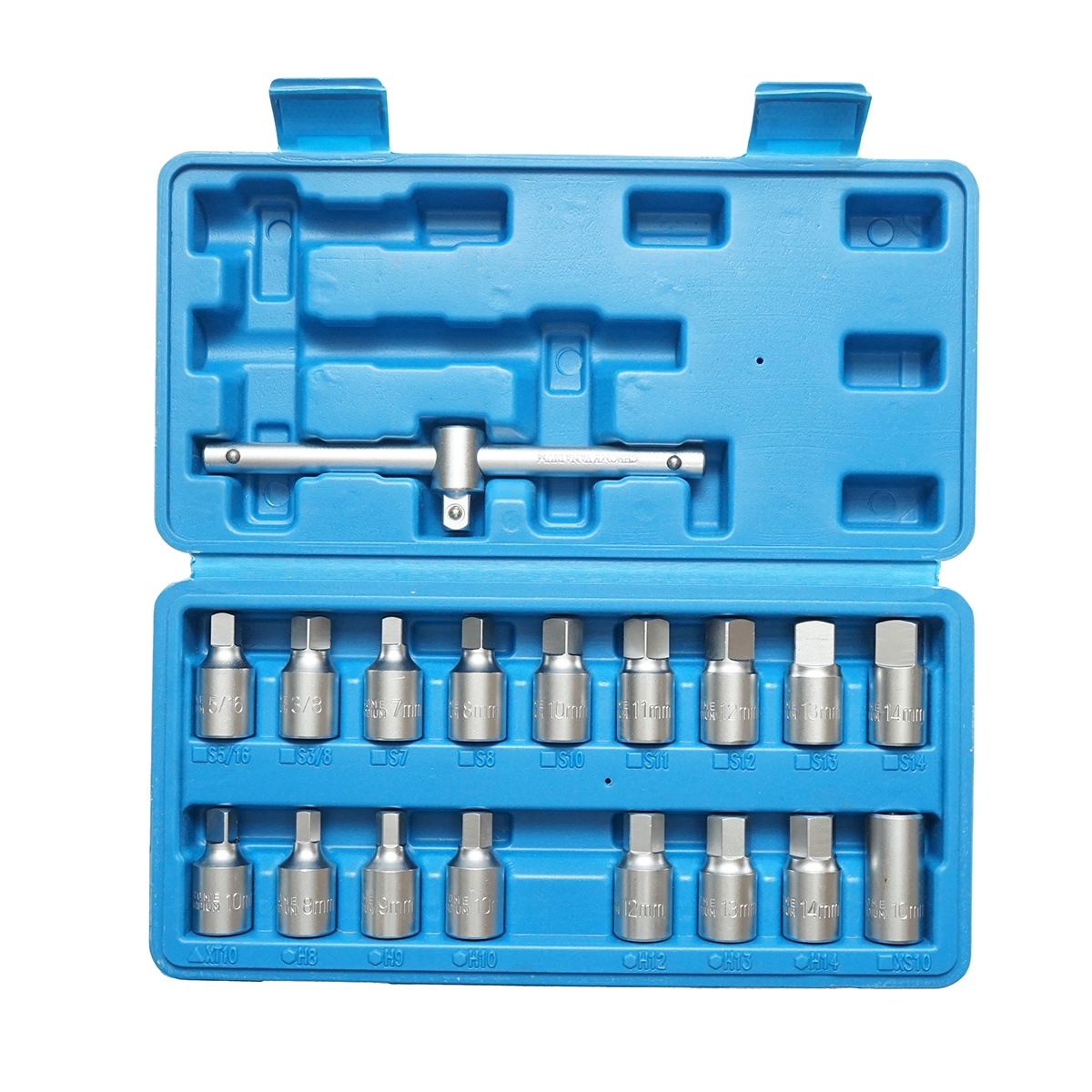 Trusa chei tubulare hexagonale 8-14mm, cap patrat 7-14mm, patrat 3/8 inch 18 piese, Cod: DISTT02 - 1 | YEO