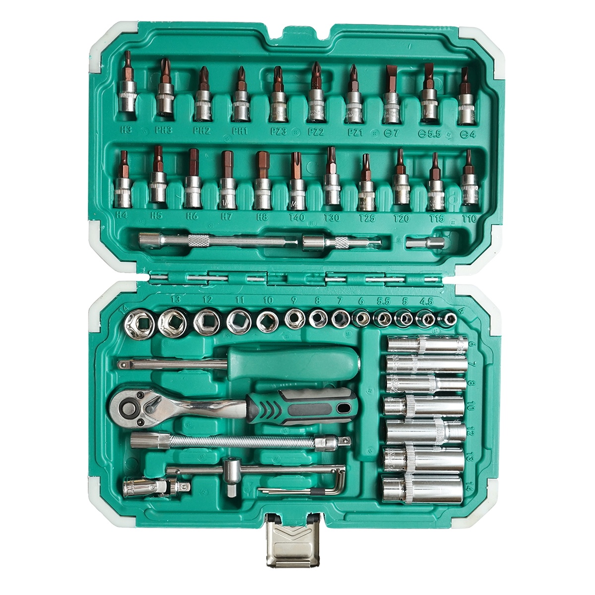 Tusa chei tubulare lungi, biti, hex, torx cu clichet 53 piese , Cod: BK80654, Brand: BRECKNER GERMANY - 2 | YEO