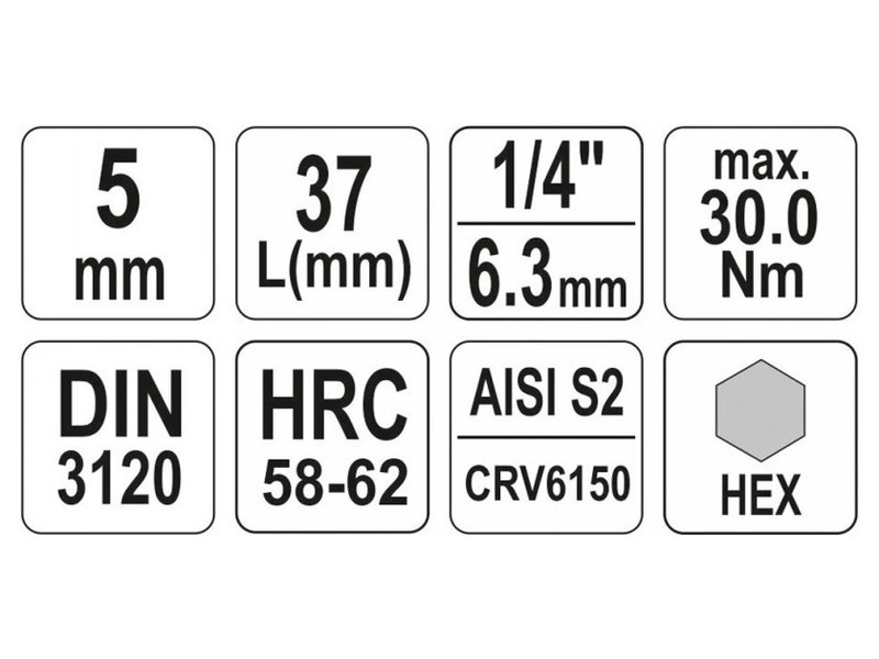 YATO Bit cheie tubulară Allen 1/4" 5 mm CrV - 3 | YEO