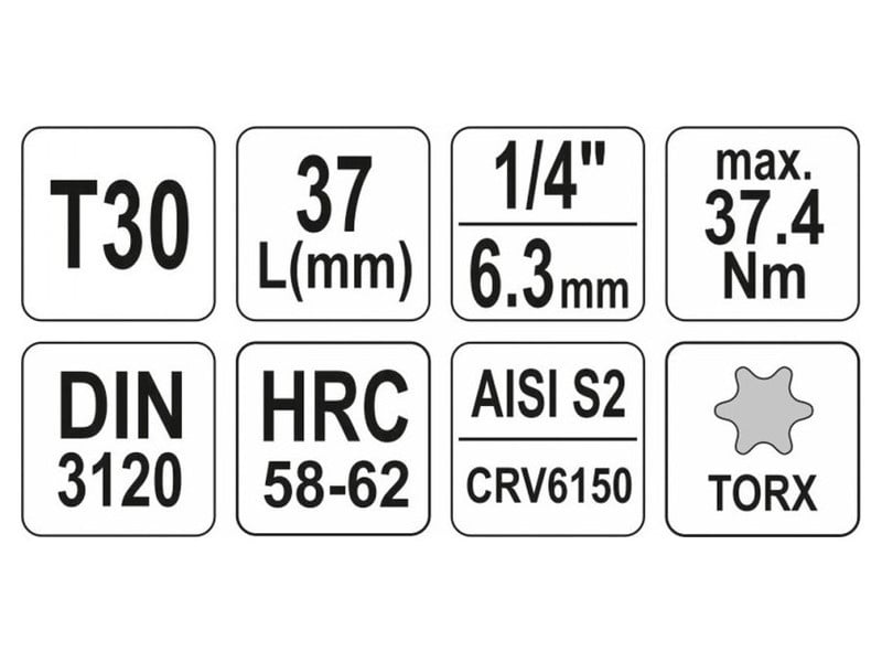 YATO Bit cheie tubulară Torx 1/4" T30 CrV - 3 | YEO