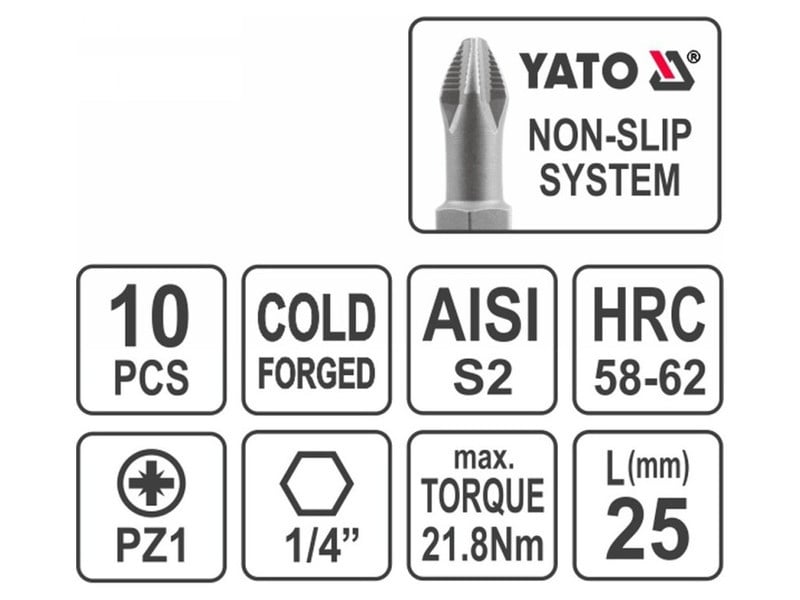 YATO Bithegy PZ1 x 25 mm (10 buc)