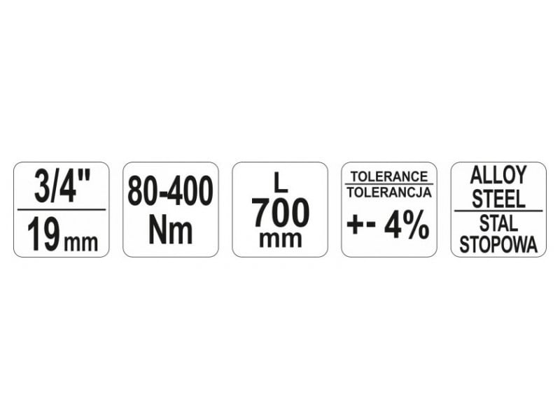 YATO Cheie dinamometrică 3/4" 80-400 Nm / 676-697 mm CrV