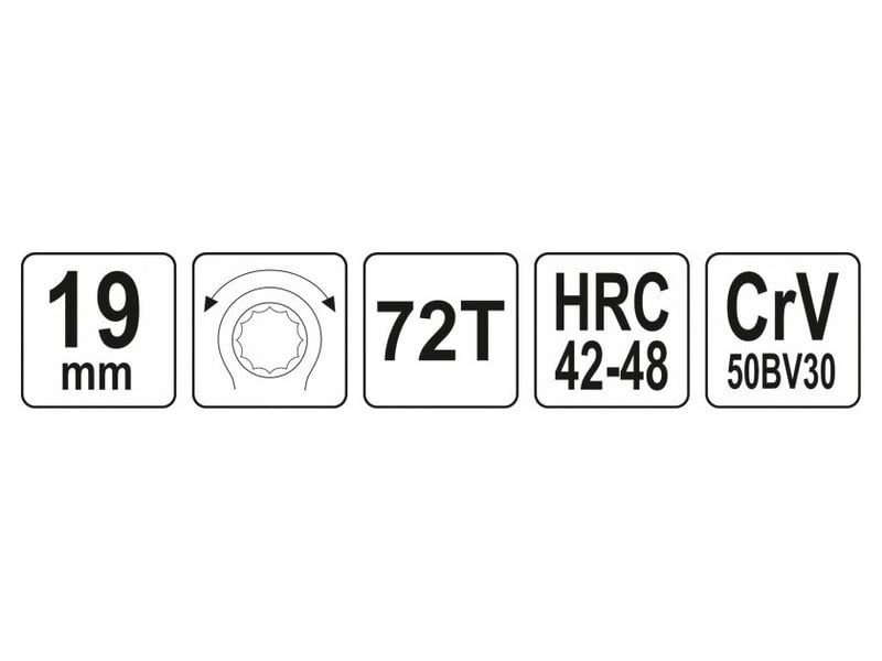 YATO Cheie stea cu clichet 19 mm / 225 mm CrV - 3 | YEO