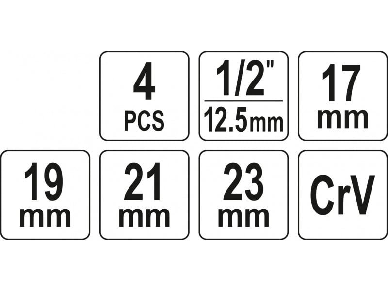 YATO Cheie transversală 1/2" 17 x 19 x 21 x 23 mm demontabilă CrV