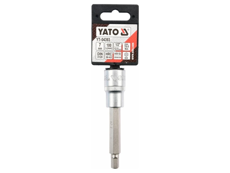 YATO Cheie tubulară cu bit lung Imbus 1/2" 7 mm CrV - 2 | YEO