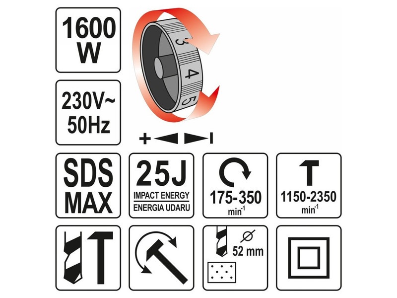 YATO Ciocan perforator SDS-Max 25 J 1600 W