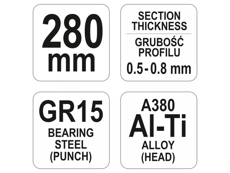 YATO Clește de îmbinat profile (pentru gips-carton) 280 mm d= 0,5-0,8 mm