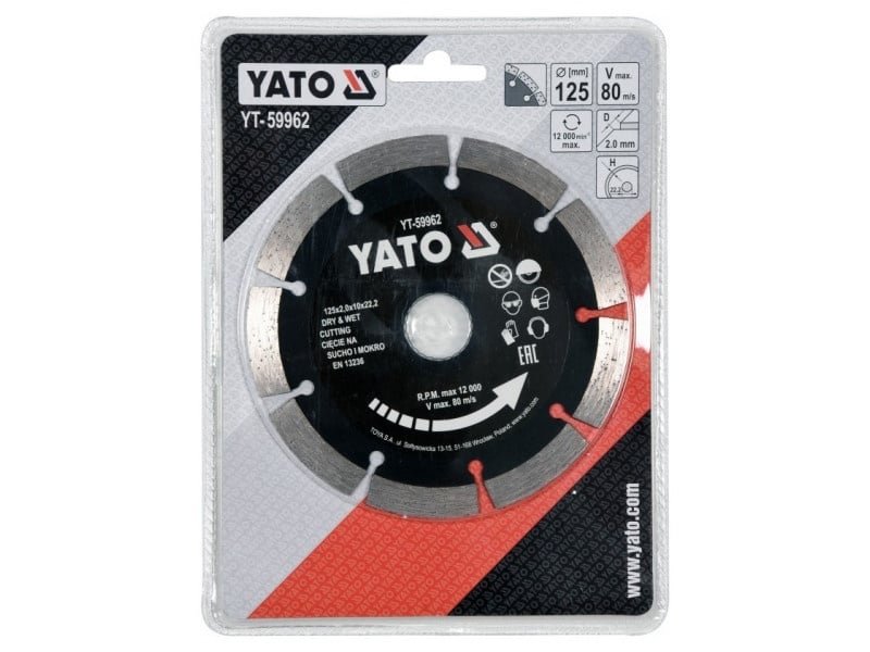 YATO Disc de tăiere diamantat 125 x 2,0 x 10 x 22,2 mm segmentat - 1 | YEO