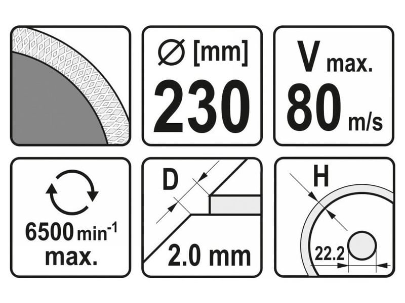 YATO Disc de tăiere diamantat 230 x2,0 x 10 x 22,2 mm continuu