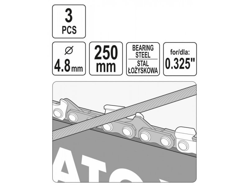 YATO Filă rotundă pentru lanț 4,8 mm (3 buc)