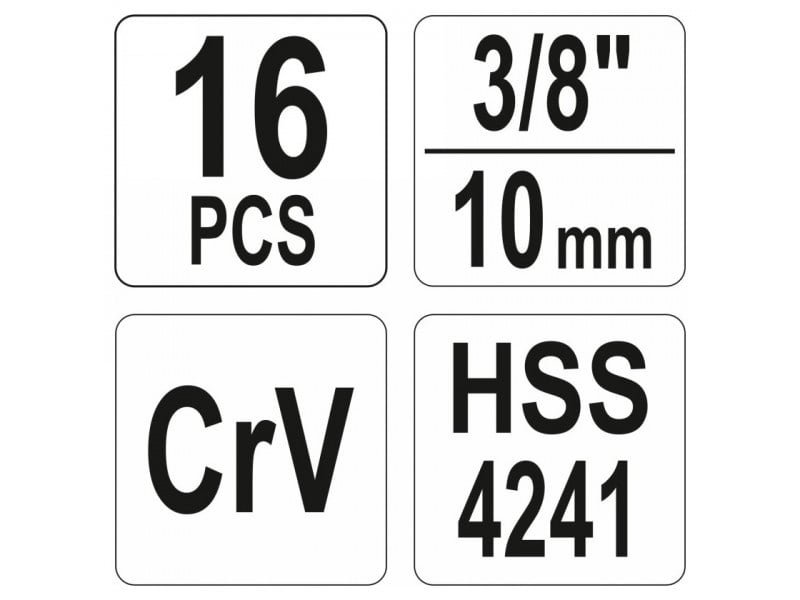 YATO Kit de îndepărtare a bujiilor de incandescență deteriorate 16 bucăți 3/8" CrV